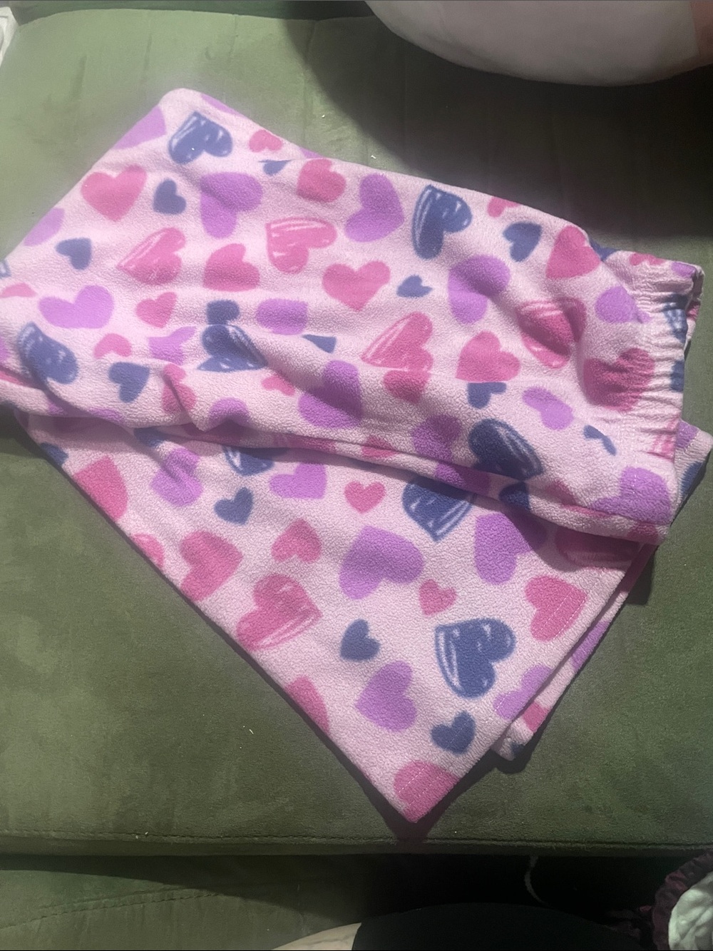 Joe Fresh Pink Heart Fleece Pajama Bottoms with Purple and Navy Hearts